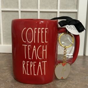 Rae Dunn Coffee Teach Repeat Mug and Keychain Set